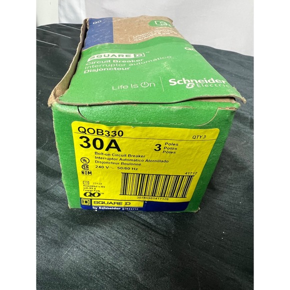 Square D Other - Square D QOB330 30A 3-Pole 240V Bolt-On Circuit Breaker Qty 3 Schneider Electric